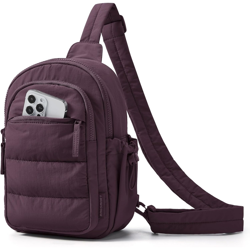 image:imageBAGSMART Small Sling Bag for Women Puffer Crossbody Bag Hobo HandbagGrape