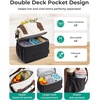 BAGSMART Double Deck Lunch Bag Women, Insulated Reusable Lunch Box, Quilted Puffer Lunch Tote with Shoulder Strap, Durable Large Lunch Cooler For Work Picnic Travel Meal Prep Flight, Beige + Black(Camel)