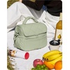 BAGSMART Lunch Bag Women, Double Deck Insulated Lunch Box, Camel(Sage Green)