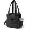BAGSMART Double Deck Lunch Bag Women, Insulated Reusable Lunch Box, Quilted Puffer Lunch Tote with Shoulder Strap, Durable Large Lunch Cooler For Work Picnic Travel Meal Prep Flight, Beige + Black(Black)