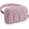 BAGSMART Fanny Packs for Women Cross Body, Quilted Puffy Belt Bag with Pockets, Fashion Waist Packs for Traveling Hiking Black(Purple)