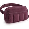 BAGSMART Fanny Packs for Women Cross Body, Quilted Puffy Belt Bag with Pockets, Fashion Waist Packs for Traveling Hiking Black(Red)