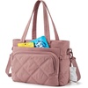 BAGSMART Lunch Bag Women Large Lunch Box Insulated Tote Bag with Multi-Pockets Quilted Puffy Tote for Work, Outdoors(01-Dusky Pink)