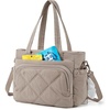 BAGSMART Lunch Bag Women Large Lunch Box Insulated Tote Bag with Multi-Pockets Quilted Puffy Tote for Work, Outdoors(02-Brown)