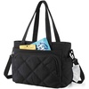 BAGSMART Lunch Bag Women Large Lunch Box Insulated Tote Bag with Multi-Pockets Quilted Puffy Tote for Work, Outdoors(04-Black)