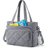 BAGSMART Lunch Bag Women Large Lunch Box Insulated Tote Bag with Multi-Pockets Quilted Puffy Tote for Work, Outdoors(05-Gray)