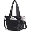 BAGSMART Lunch Bag Women Small Insulated Tote with Lunch Compartment Quilted Lightweight Puffy Tote Bag for Work, Travel, Outdoor, Camel(01-Black)