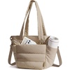 BAGSMART Lunch Bag Women Small Insulated Tote with Lunch Compartment Quilted Lightweight Puffy Tote Bag for Work, Travel, Outdoor, Camel(03-Camel)