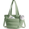 BAGSMART Lunch Bag Women Small Insulated Tote with Lunch Compartment Quilted Lightweight Puffy Tote Bag for Work, Travel, Outdoor, Camel(04-Green)