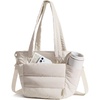 BAGSMART Lunch Bag Women Small Insulated Tote with Lunch Compartment Quilted Lightweight Puffy Tote Bag for Work, Travel, Outdoor, Camel(05-Beige)