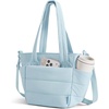 BAGSMART Lunch Bag Women Small Insulated Tote with Lunch Compartment Quilted Lightweight Puffy Tote Bag for Work, Travel, Outdoor, Camel(Baby Blue)