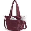 BAGSMART Lunch Bag Women Small Insulated Tote with Lunch Compartment Quilted Lightweight Puffy Tote Bag for Work, Travel, Outdoor, Camel(Cherry Red)