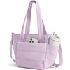 BAGSMART Lunch Bag Women Small Insulated Tote with Lunch Compartment Quilted Lightweight Puffy Tote Bag for Work, Travel, Outdoor, Camel(Lavender Purple)