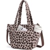 BAGSMART Lunch Bag Women Small Insulated Tote with Lunch Compartment Quilted Lightweight Puffy Tote Bag for Work, Travel, Outdoor, Camel(Leopard Print)