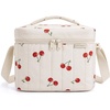 BAGSMART Puffy Insulated Lunch Bag, Lightweight Large 14L Double Deck Camel(A-Cherry)