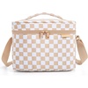 BAGSMART Puffy Insulated Lunch Bag, Lightweight Large 14L Double Deck Camel(A-Khaki Checkered)