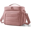 BAGSMART Puffy Insulated Lunch Bag, Lightweight Large 14L Double Deck Camel(Dark Pink)