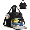 BAGSMART Puffy Insulated Lunch Bag, Lightweight Large 14L Double Deck Camel(Jet Black)