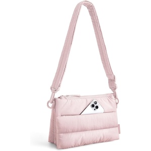 BAGSMART Cross Body Purse, Medium Crossbody Bags for Women Travel Purse, 4.3L Puffy Handbag Wallet with RFID Blocking Slots(Pink)