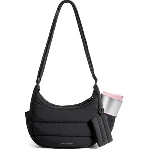 BAGSMART Crossbody Purses for Women with Adjustable Strap Small Puffer bag(Black)