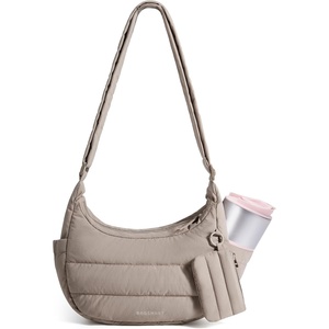 BAGSMART Crossbody Purses for Women with Adjustable Strap Small Puffer bag(Camel)
