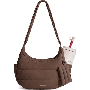 BAGSMART Crossbody Purses for Women with Adjustable Strap Small Puffer bag(Dark Brown)