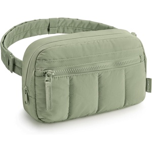 BAGSMART Fanny Packs for Women Cross Body, Quilted Puffy Belt Bag with Pockets, Fashion Waist Packs for Traveling Hiking Black(Green)