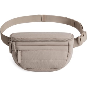 BAGSMART Fanny Packs for Women Cross Body, Quilted Puffy Belt Bag with Pockets, Fashion Waist Packs for Traveling Hiking Black(Z-Brown)