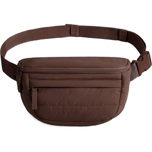 BAGSMART Fanny Packs for Women Cross Body, Quilted Puffy Belt Bag with Pockets, Fashion Waist Packs for Traveling Hiking Black(Z-Coffee Brown)