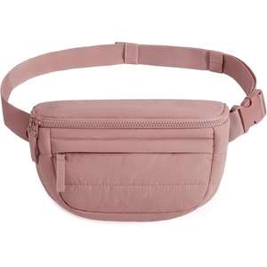 BAGSMART Fanny Packs for Women Cross Body, Quilted Puffy Belt Bag with Pockets, Fashion Waist Packs for Traveling Hiking Black(Z-Dark Pink)
