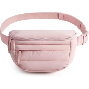 BAGSMART Fanny Packs for Women Two Way Zipper Belt Bag with Strap(Baby Pink)