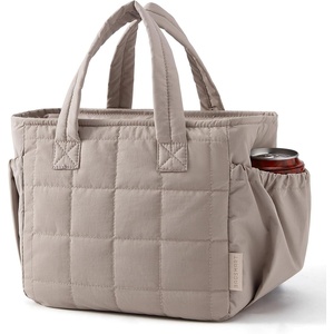 BAGSMART Lunch Bag Men’s Small Cool Quilted Insulated Leakproof Lightweight(Brown)