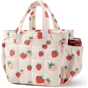 BAGSMART Lunch Bag Men’s Small Cool Quilted Insulated Leakproof Lightweight(Strawberry)
