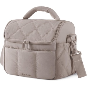 BAGSMART Lunch Bag Women, Double Deck Insulated Lunch Box, Camel(Camel)