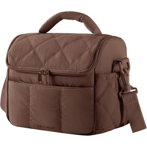 BAGSMART Lunch Bag Women, Double Deck Insulated Lunch Box, Camel(Coffee Brown)