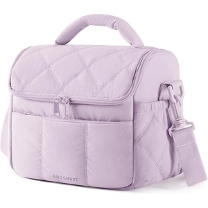 BAGSMART Lunch Bag Women, Double Deck Insulated Lunch Box, Camel(Lavender Purple)