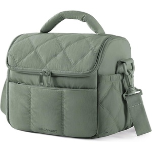 BAGSMART Lunch Bag Women, Double Deck Insulated Lunch Box, Camel(Olive Green)