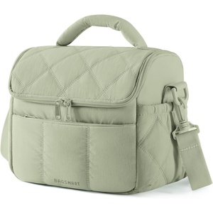BAGSMART Lunch Bag Women, Double Deck Insulated Lunch Box, Camel(Sage Green)