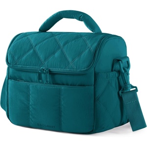 BAGSMART Lunch Bag Women, Double Deck Insulated Lunch Box, Camel(Teal)