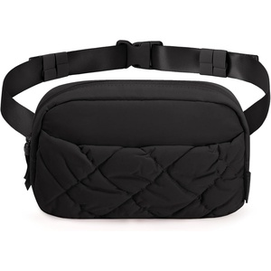 BAGSMART Puffy Fanny Packs for Women Belt Bag with Adjustable Strap(Black-puffy)