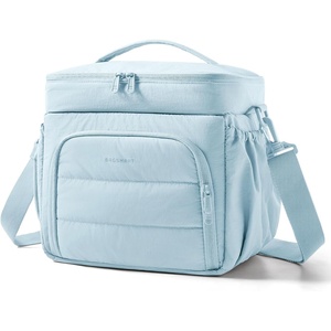 BAGSMART Puffy Insulated Lunch Bag, Lightweight Large 14L Double Deck Camel(Blue)