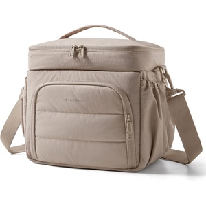 BAGSMART Puffy Insulated Lunch Bag, Lightweight Large 14L Double Deck Camel(Camel)