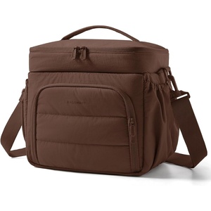 BAGSMART Puffy Insulated Lunch Bag, Lightweight Large 14L Double Deck Camel(Coffee Brown)