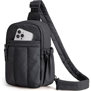 BAGSMART Small Crossbody Bags for Women, Puffer Sling Bag Fanny Packs(Black)