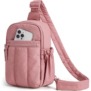 BAGSMART Small Crossbody Bags for Women, Puffer Sling Bag Fanny Packs(Coral)