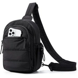 BAGSMART Small Sling Bag for Women, Puffer Crossbody Bag Hobo Handbag(Black)