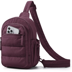 BAGSMART Small Sling Bag for Women, Puffer Crossbody Bag Hobo Handbag(Burgundy Bay)