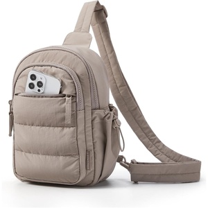 BAGSMART Small Sling Bag for Women, Puffer Crossbody Bag Hobo Handbag(Camel)
