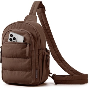 BAGSMART Small Sling Bag for Women, Puffer Crossbody Bag Hobo Handbag(Chocolate)