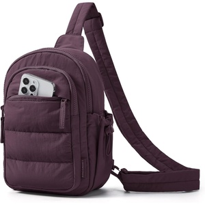 BAGSMART Small Sling Bag for Women, Puffer Crossbody Bag Hobo Handbag(Grape)
